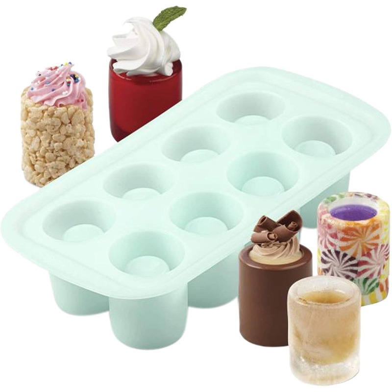 Wilton 8-Cavity Round Shot Glass Silicone Ice Mold, Green