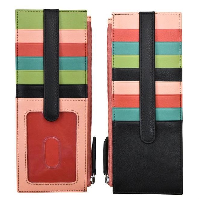 Wallet - 14 Slots + Zippered Pouch - Peach Multi