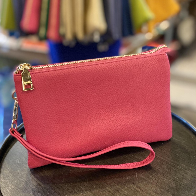 4 in 1 Handbag - Crossbody/Clutch/Wristlet - Berry