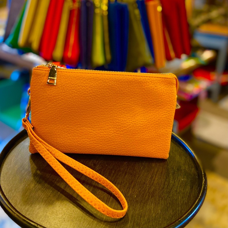 4 in 1 Handbag - Crossbody/Clutch/Wristlet - Pale Orange