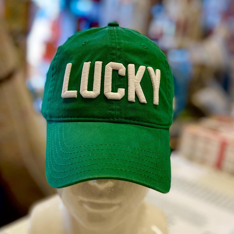 Ballcap - LUCKY - White on Green