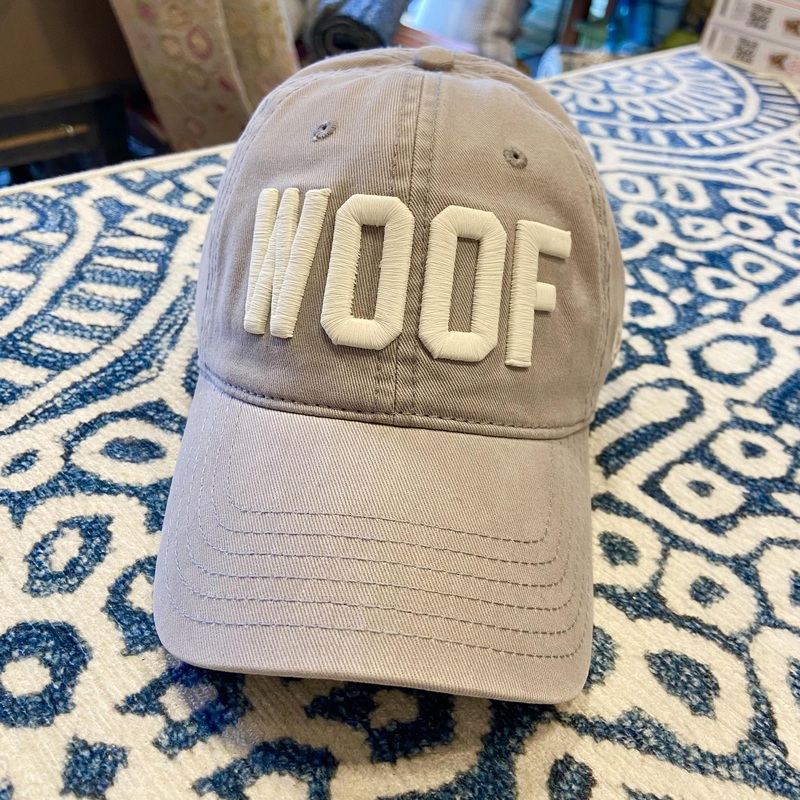 Ballcap - WOOF - Ivory on Grey